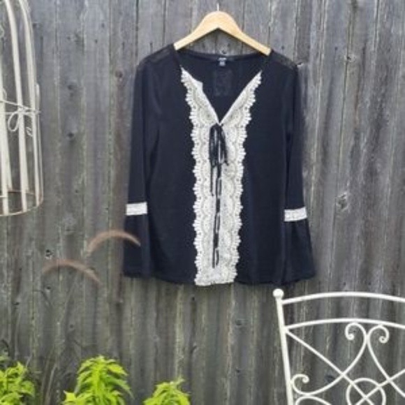Boho Crochet Trim Peasant Blouse - Picture 2 of 3